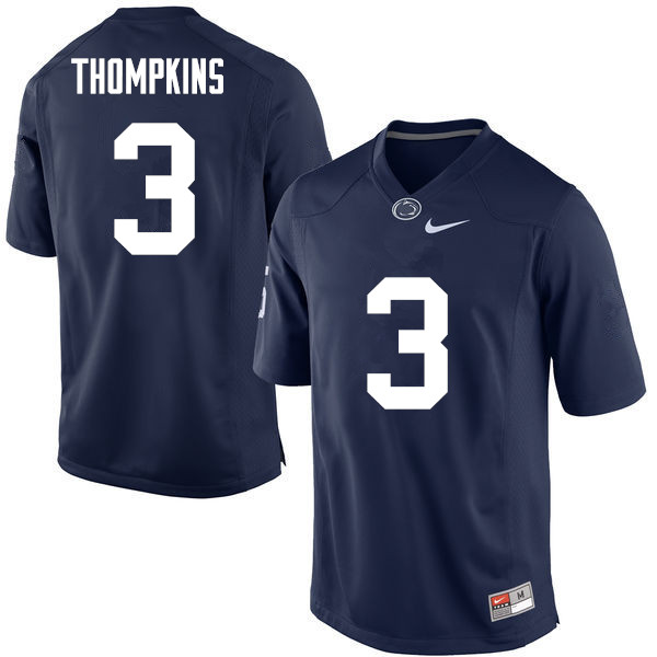 NCAA Nike Men's Penn State Nittany Lions DeAndre Thompkins #3 College Football Authentic Navy Stitched Jersey BSN6298YI